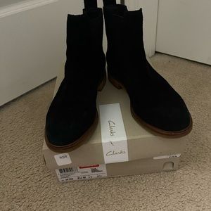 Clarks Black Suede Ankle Boots